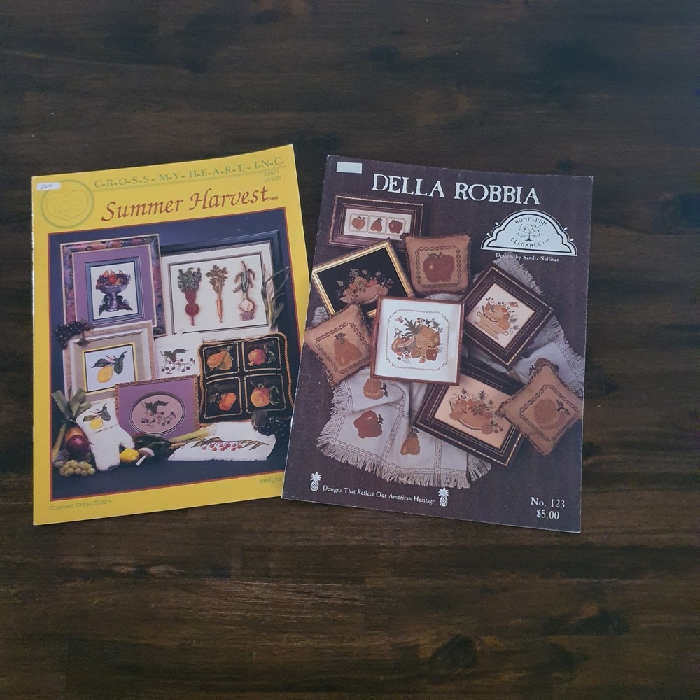 Cross Stitch Pattern Books Della Robbia Summer‎ Harvest Fruit Vegetable Vintage